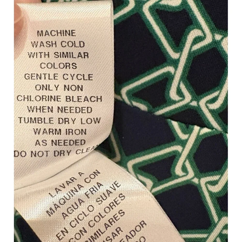 London Times Dress Women's Size 6P Petites Navy Blue Green Printed A-Line NWT - Picture 11 of 12
